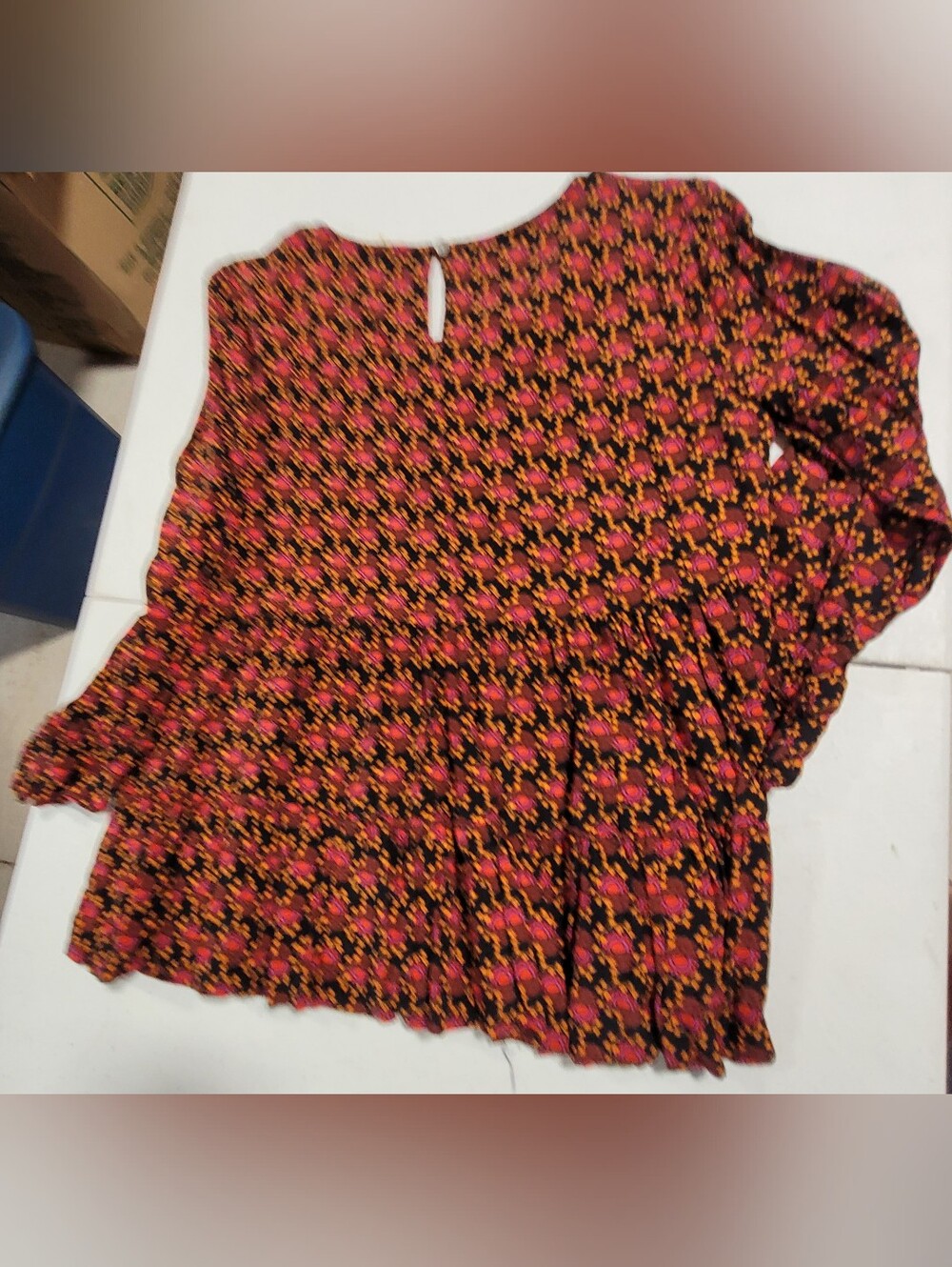 Jane and Delancey Black Top with Pink and Orange Floral Print - Picture 3 of 3